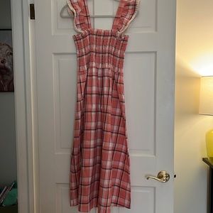 THML plaid smocked dress small
